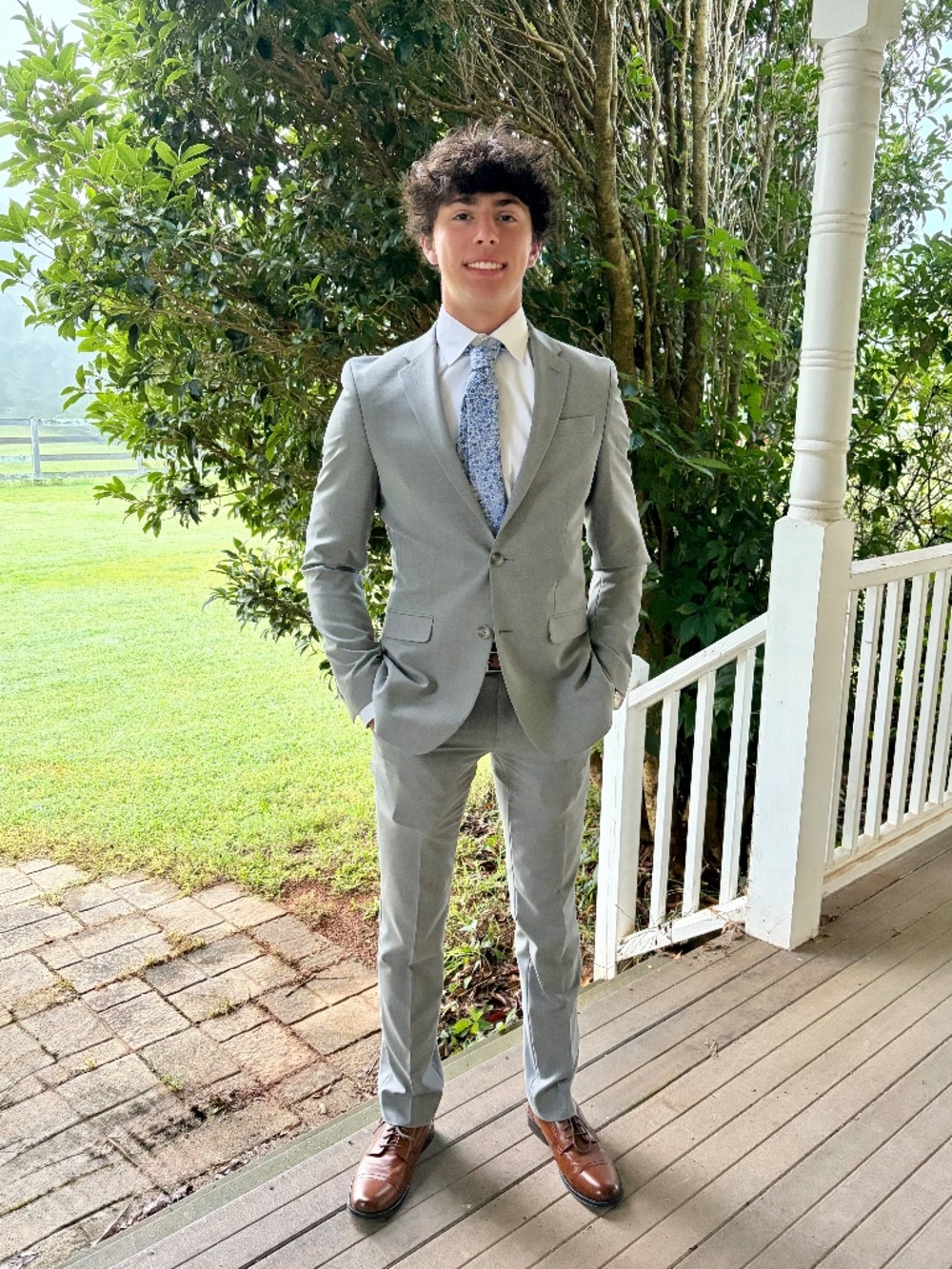 Men's Egara Gray Skinny Fit 2-Way Stretch Suit 36R / 29x32
